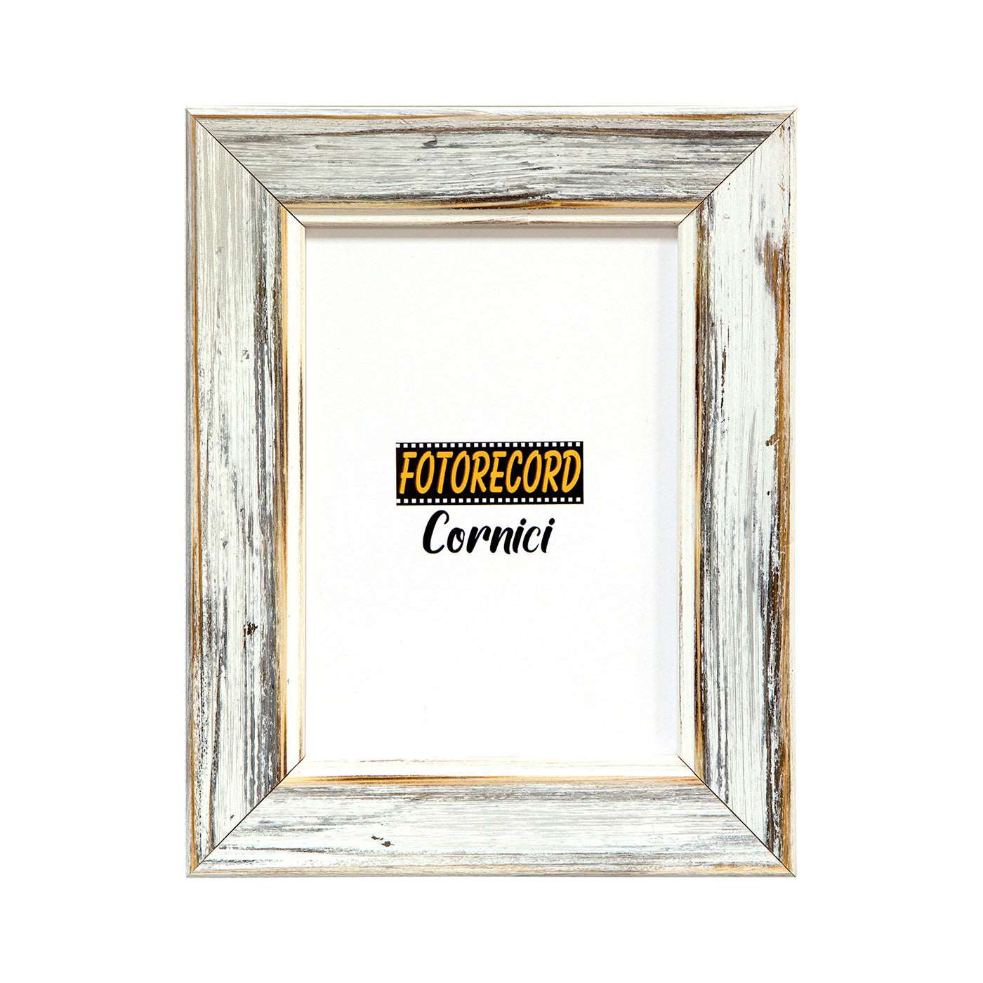 Cornice portafoto in legno graffiato bianco - A382GRI Fotorecord