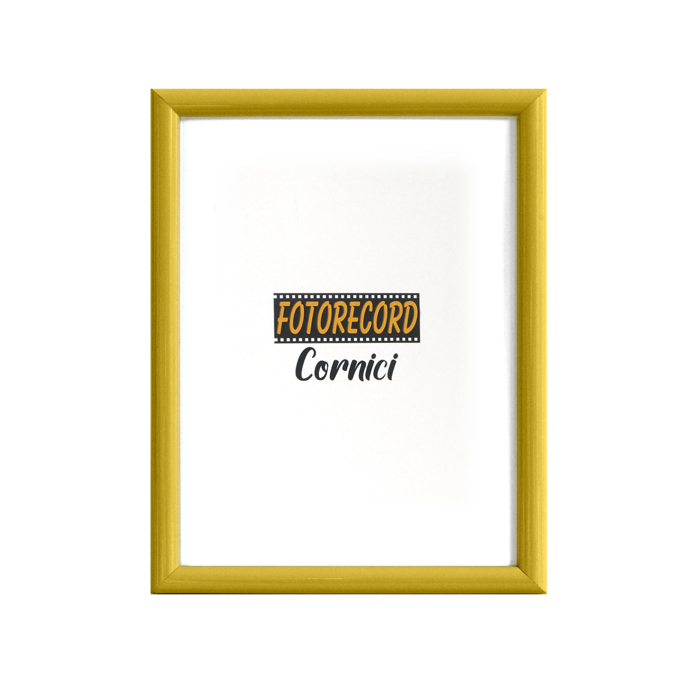 Cornice portafoto in legno laccato giallo con angoli arrotondati - A21502GI Fotorecord