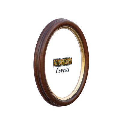 Cornice portafoto ovale in noce con filo oro - FR0110003 Fotorecord