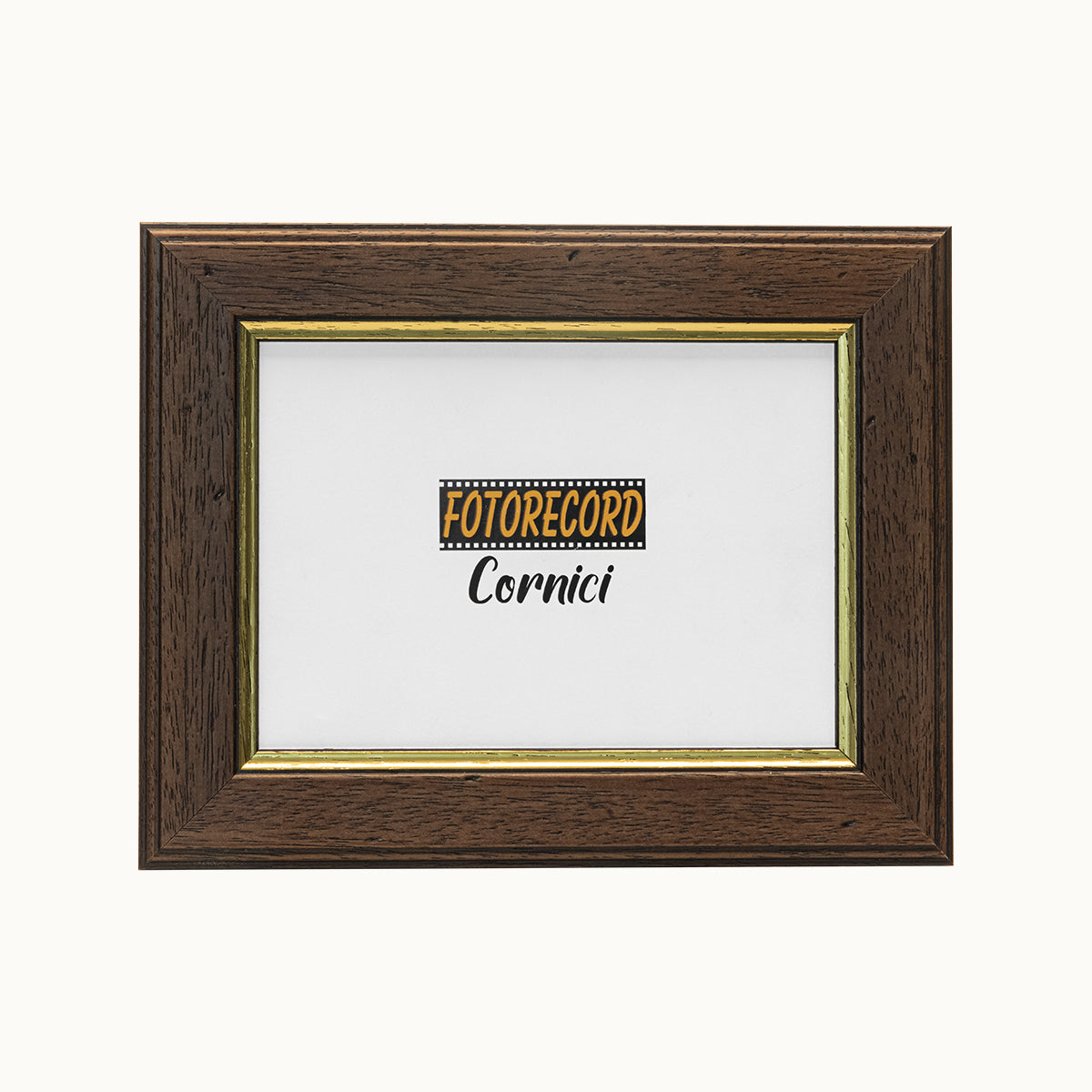 Cornice portafoto sagomato in noce con filo oro - A21043NFO Fotorecord