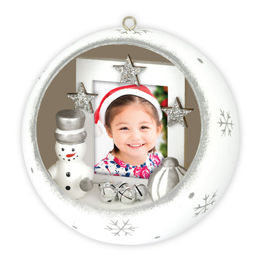 Palla di Natale Bianca aperta con foto personalizzata - FRLS446 Fotorecord