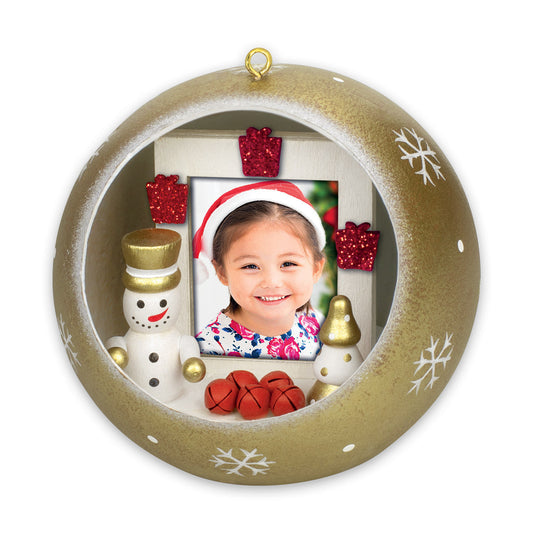Palla di Natale Oro aperta con foto personalizzata - FRLS442 Fotorecord