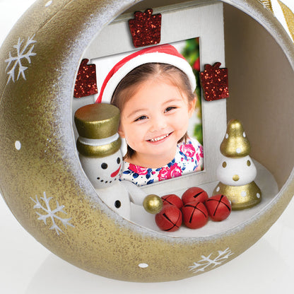 Palla di Natale Oro aperta con foto personalizzata - FRLS442 Fotorecord