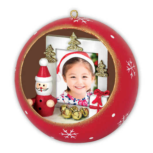 Palla di Natale Rossa aperta con foto personalizzata - FRLS445 Fotorecord