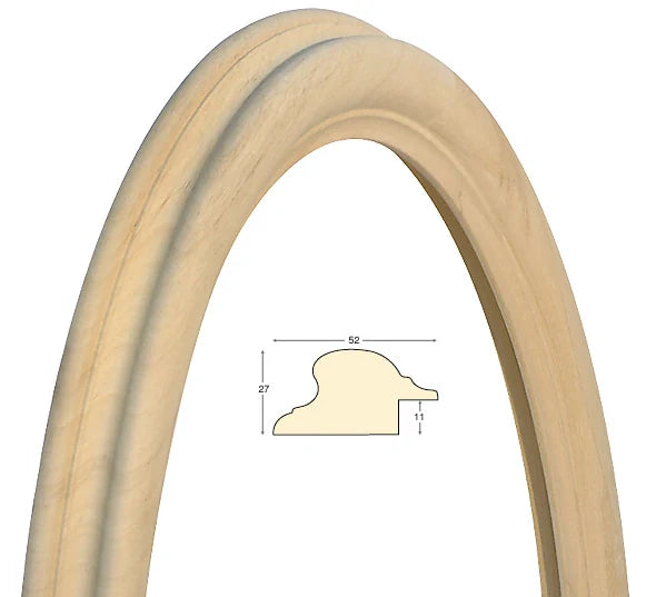 Cornice Ovale in Legno Grezzo 40x50 cm - solo cornice Fotorecord