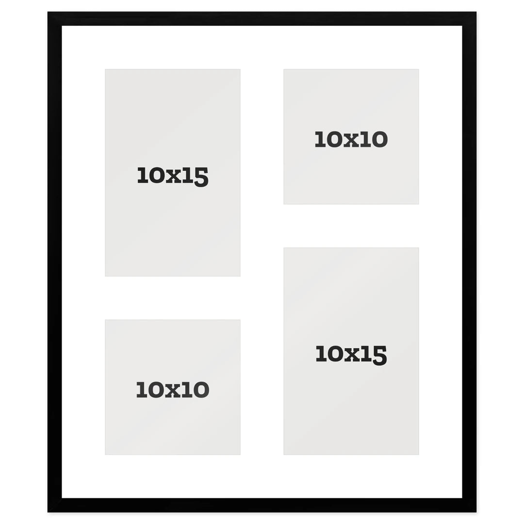 Passepartout multifoto Sfalsata 4 foto 10x10 10x15 Nero, passepartout Bianco | FRKC0182