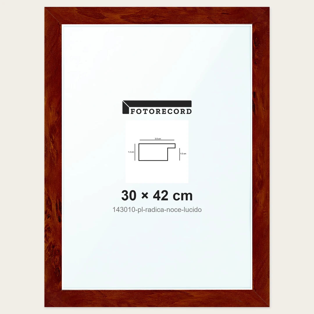 Cornice su misura 30x42 cm — Marrone Lucida | 143010-pl-radica-noce-lucido