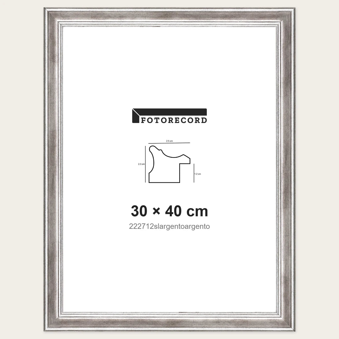 Kit Cornice Completa 30x40 cm — Argento Lucido | 222712slargentoargento