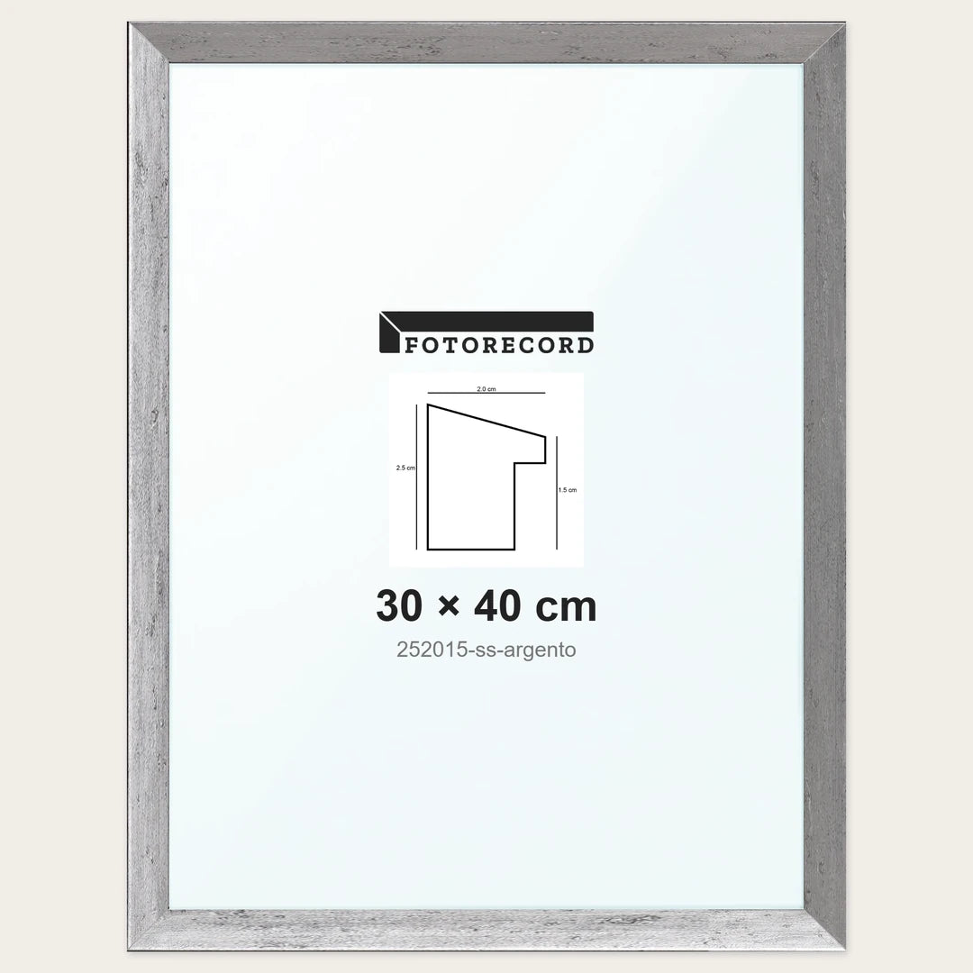 Cornice su misura 30x40 cm — Argento Satinata | 252015-ss-argento