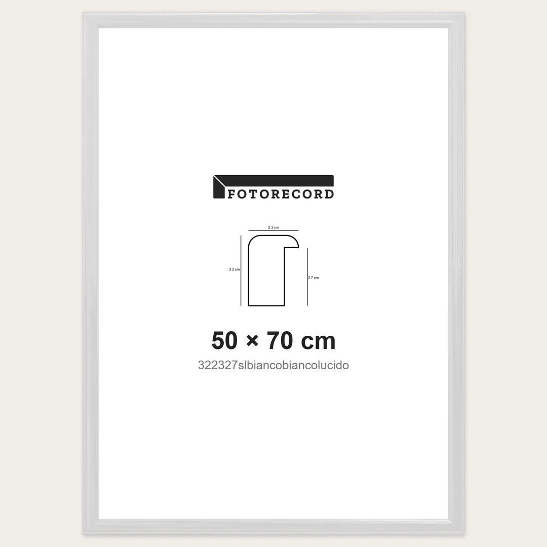 Kit Cornice Completa 50x70 cm — Bianco Lucido | 322327slbiancobiancolucido