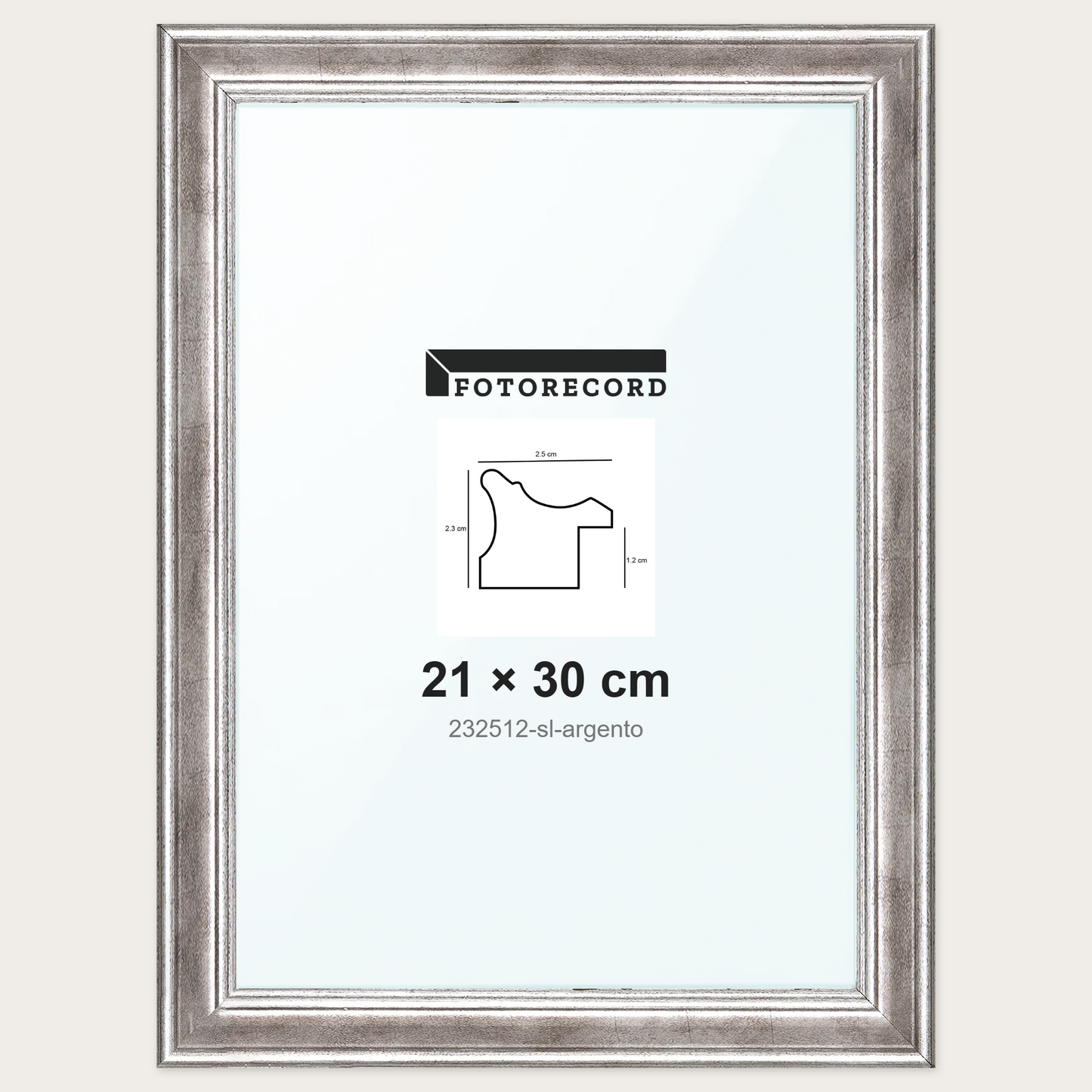 Cornice su misura 21x30 cm -- Argento Lucida | 232512-sl-argento