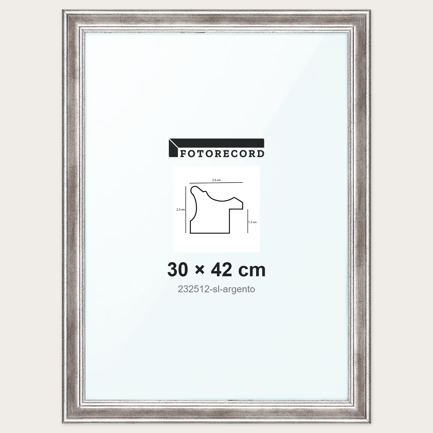 Cornice su misura 30x42 cm -- Argento Lucida | 232512-sl-argento
