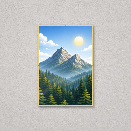 La montatura a giorno 20×30 cm a parete, con una fotografia di esempio: la stampa non e' inclusa nel kit