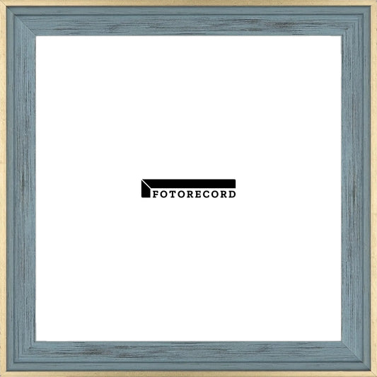 Cornice su misura Azzurro Filo Oro in Legno Opaco, Blu, Stile Vintage
