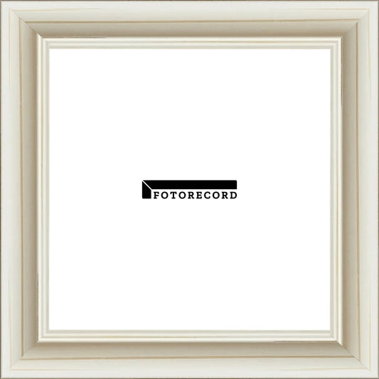 Cornice su misura Beige Bianco Anticato in Legno Satinato, Stile Moderno