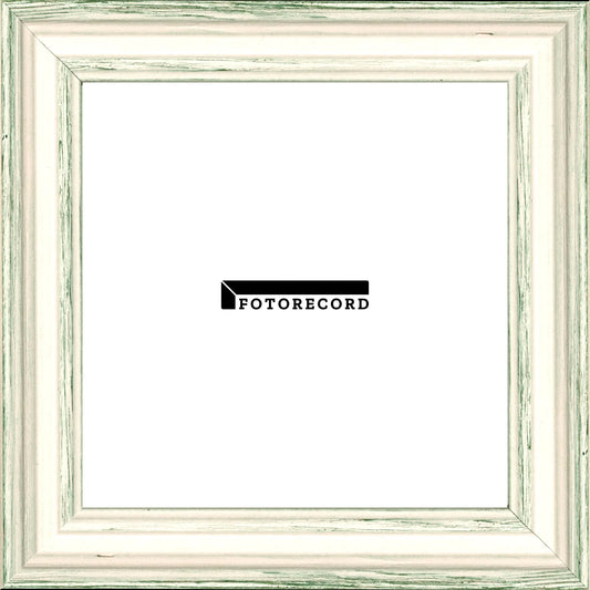 Cornice su misura Bianco Verde in Legno Poro aperto, Stile Vintage
