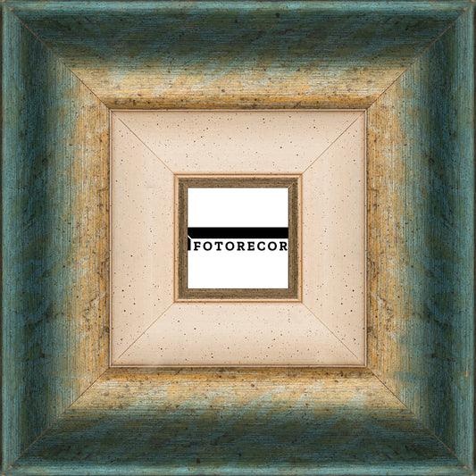 Cornice su misura Blu Beige in Legno Satinata, Blu, Stile Classico