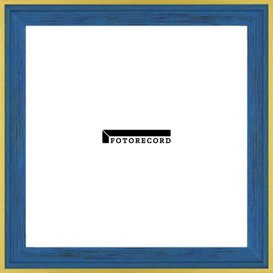 Cornice su misura Blu Filo Oro in Legno Opaco, Stile Vintage