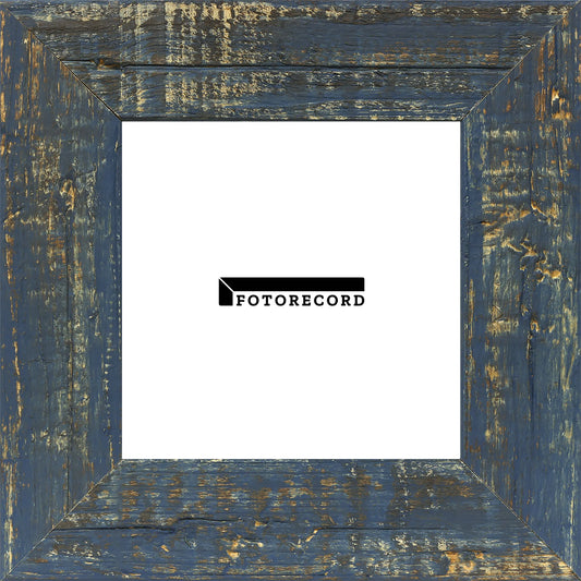 Cornice su misura Blu in Legno Decapé, Blu, Stile Vintage