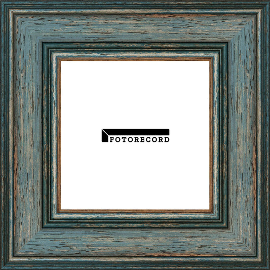 Cornice su misura Blu in Legno Decapé, Blu, Stile Vintage