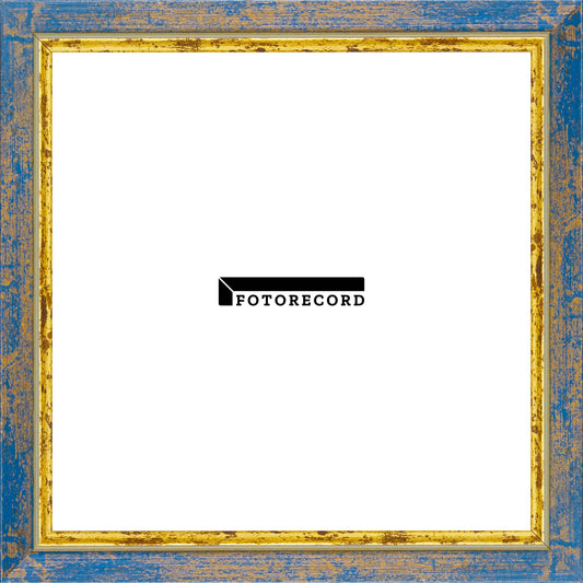 Cornice su misura Blu Oro in Legno Satinato, Stile Classico