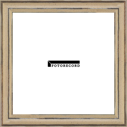 Cornice su misura Crema in Legno Decapé, Beige, Stile Vintage