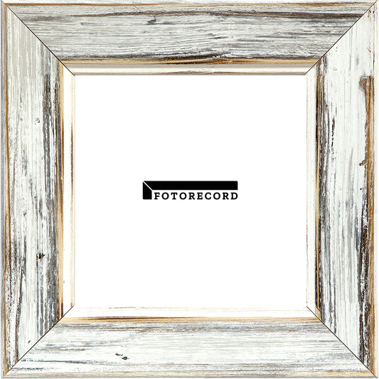 Cornice su misura Grigio in Legno Decapé, Bianco, Stile Vintage