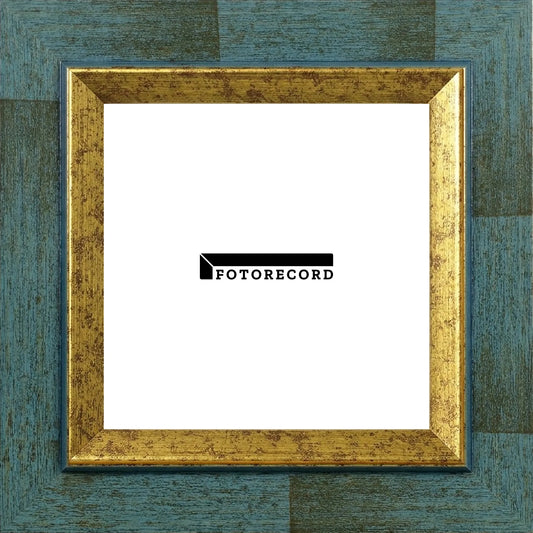 Cornice su misura Indaco Filo Oro Screziato in Legno Satinato, Blu, Stile Classico