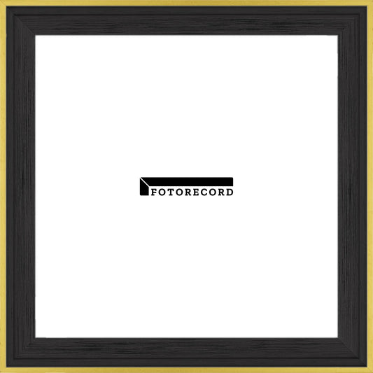 Cornice su misura Nero Filo Oro in Legno Opaco, Stile Vintage