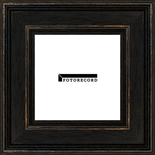 Cornice su misura Nero in Legno Decapé, Nero, Stile Vintage