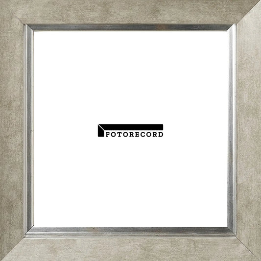 Cornice su misura Perla Filo Argento Anticato in Legno Satinato, Bianco, Stile Moderno