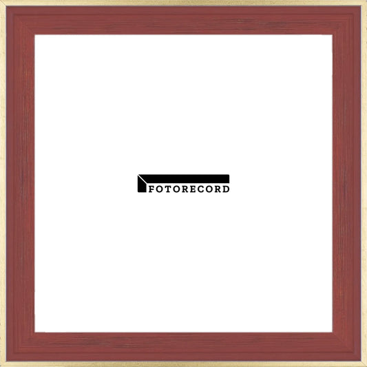 Cornice su misura Rosso Filo Oro in Legno Opaco, Stile Vintage