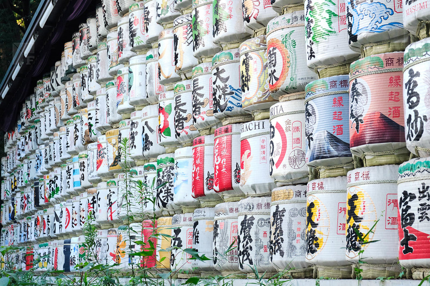 Sake barrels at Meuiji-Jingu Temple, Tokyo