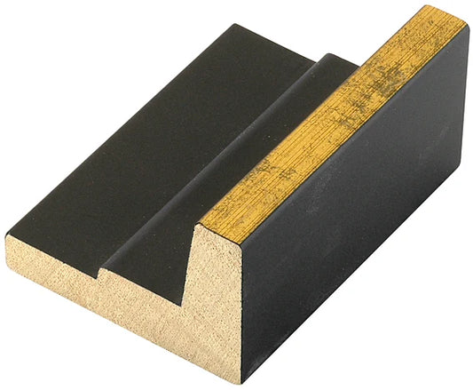 Cornice con asta a L su misura Nero Filo Oro in Legno Opaco, Stile Moderno — campione dell'asta