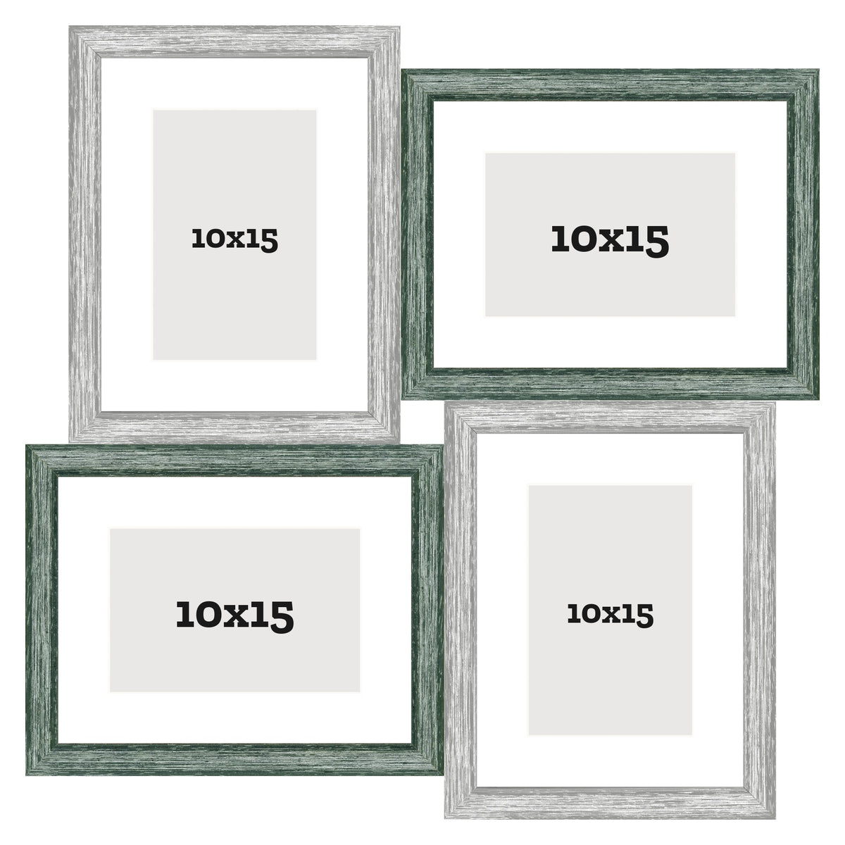 Cornice multipla Sfalsata 4 foto 10x15 Celeste, Verde