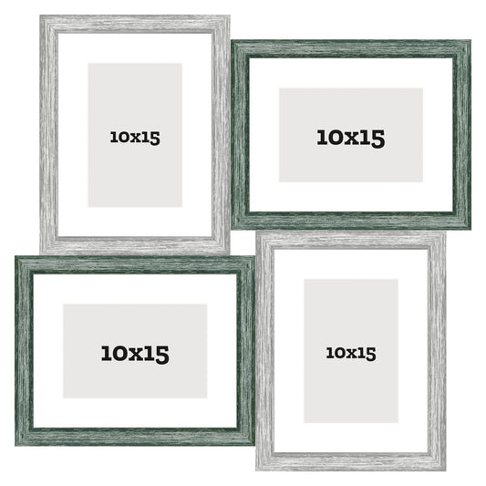 Cornice multipla Sfalsata 4 foto 10x15 Celeste, Verde
