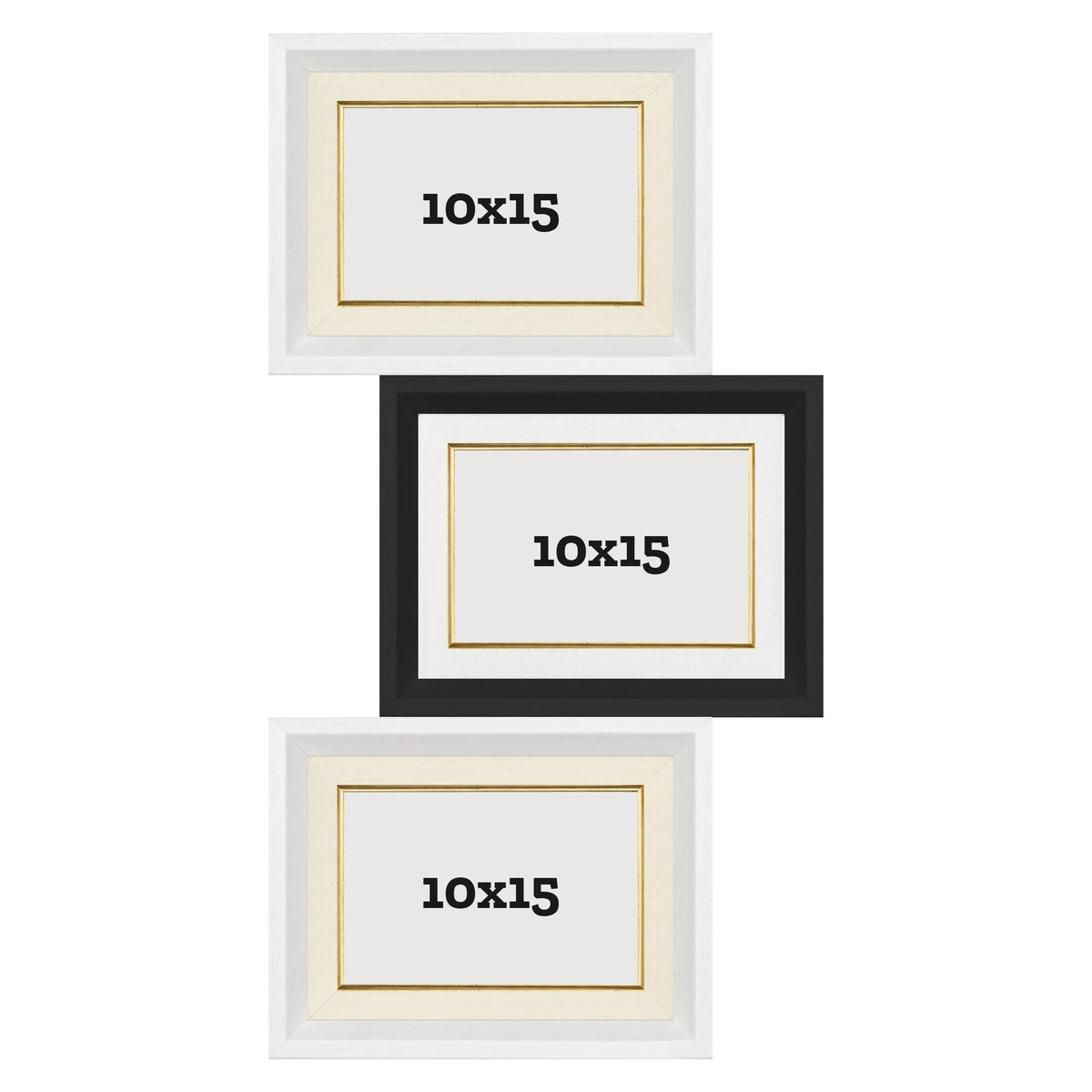 Cornice multipla Scala 3 foto 10x15 Bianco, Nero