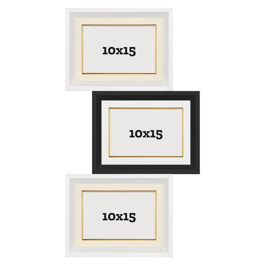 Cornice multipla Scala 3 foto 10x15 Bianco, Nero