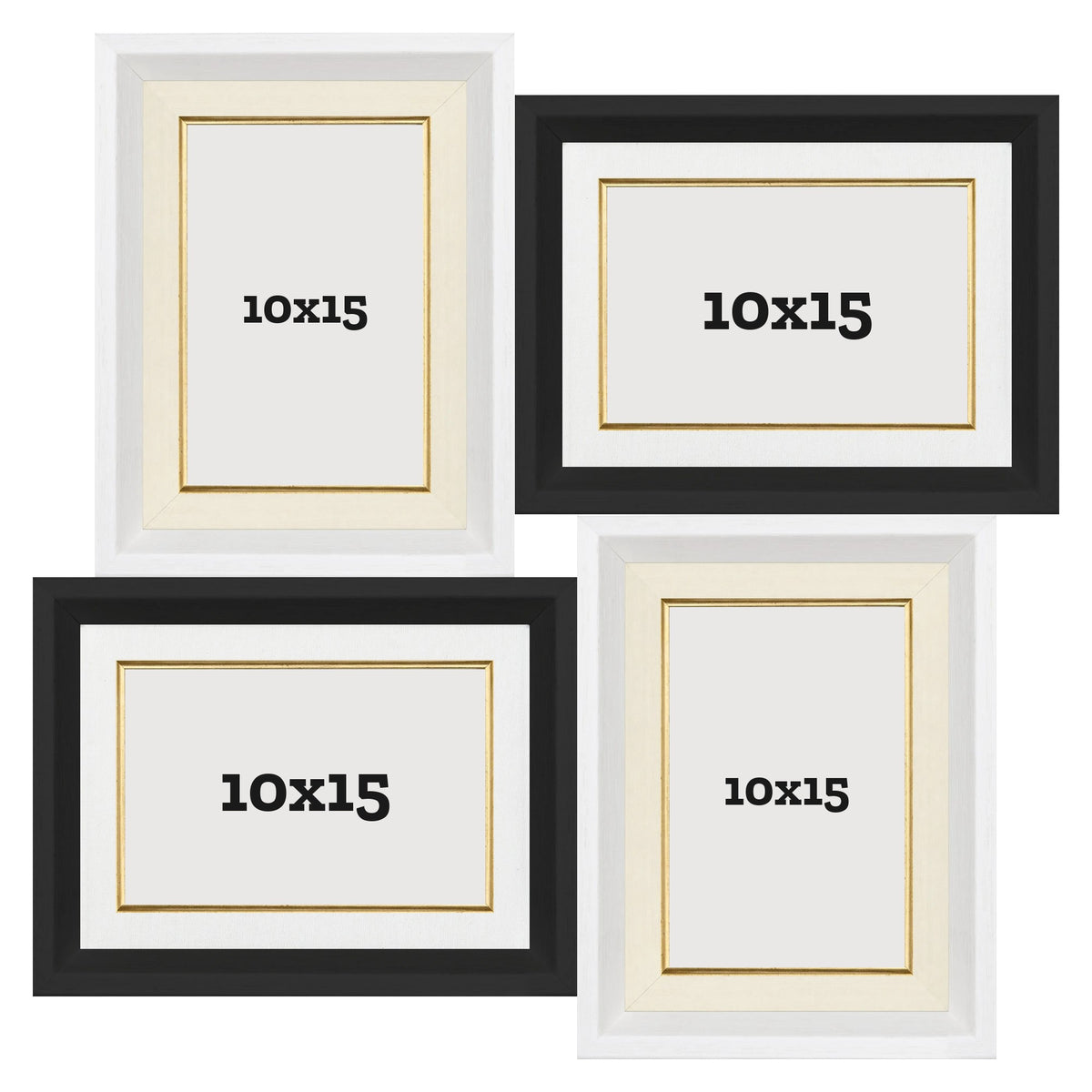 Cornice multipla Sfalsata 4 foto 10x15 Bianco, Nero