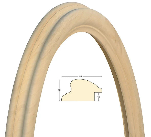 Cornice Ovale in Legno Grezzo 50x60 cm - solo cornice Fotorecord