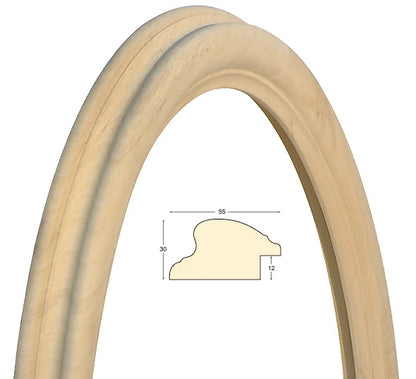 Cornice Ovale in Legno Grezzo 50x60 cm - solo cornice Fotorecord