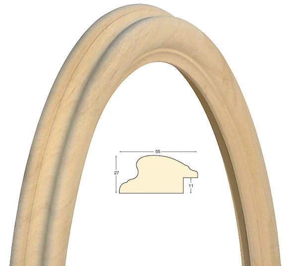 Cornice Ovale in Legno Grezzo 50x70 cm - solo cornice Fotorecord