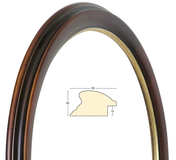 Cornice Tonda Noce Con Filo Oro Ø50 cm - solo cornice Fotorecord