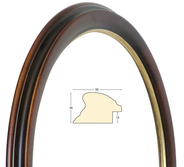 Cornice Tonda Noce Con Filo Oro Ø60 cm - solo cornice Fotorecord