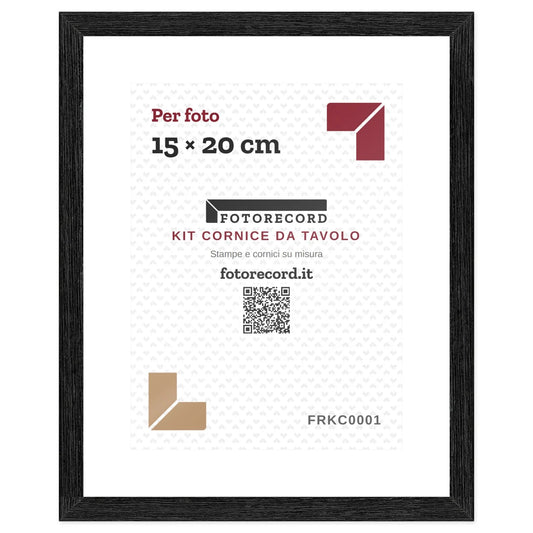 Il kit cornice da tavolo 15×20 cm col foglio segnaposto Fotorecord: al suo posto va la tua foto