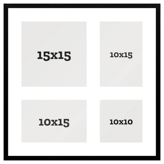 Passepartout multifoto Mosaico 4 foto 10x10 10x15 15x15 Nero, passepartout Bianco | FRKC0167
