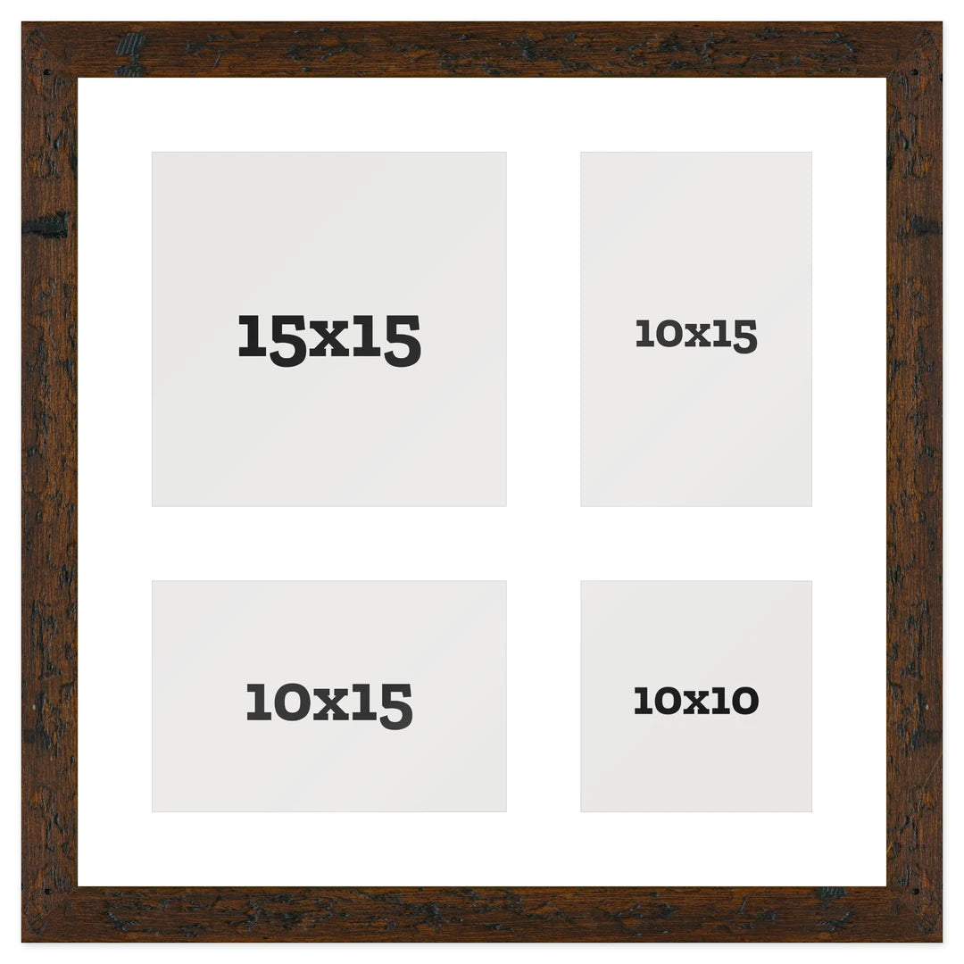 Passepartout multifoto Mosaico 4 foto 10x10 10x15 15x15 Marrone, passepartout Bianco | FRKC0169