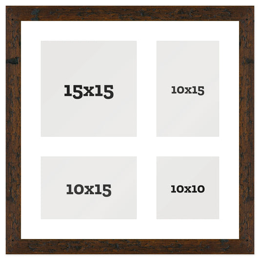 Passepartout multifoto Mosaico 4 foto 10x10 10x15 15x15 Marrone, passepartout Bianco | FRKC0169