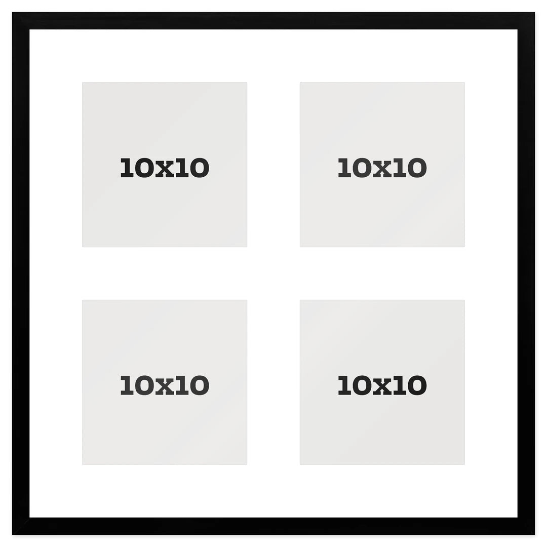 Passepartout multifoto Griglia 4 foto 10x10 Nero, passepartout Bianco | FRKC0170