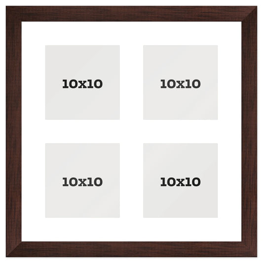Passepartout multifoto Griglia 4 foto 10x10 Marrone Noce, passepartout Bianco | FRKC0171